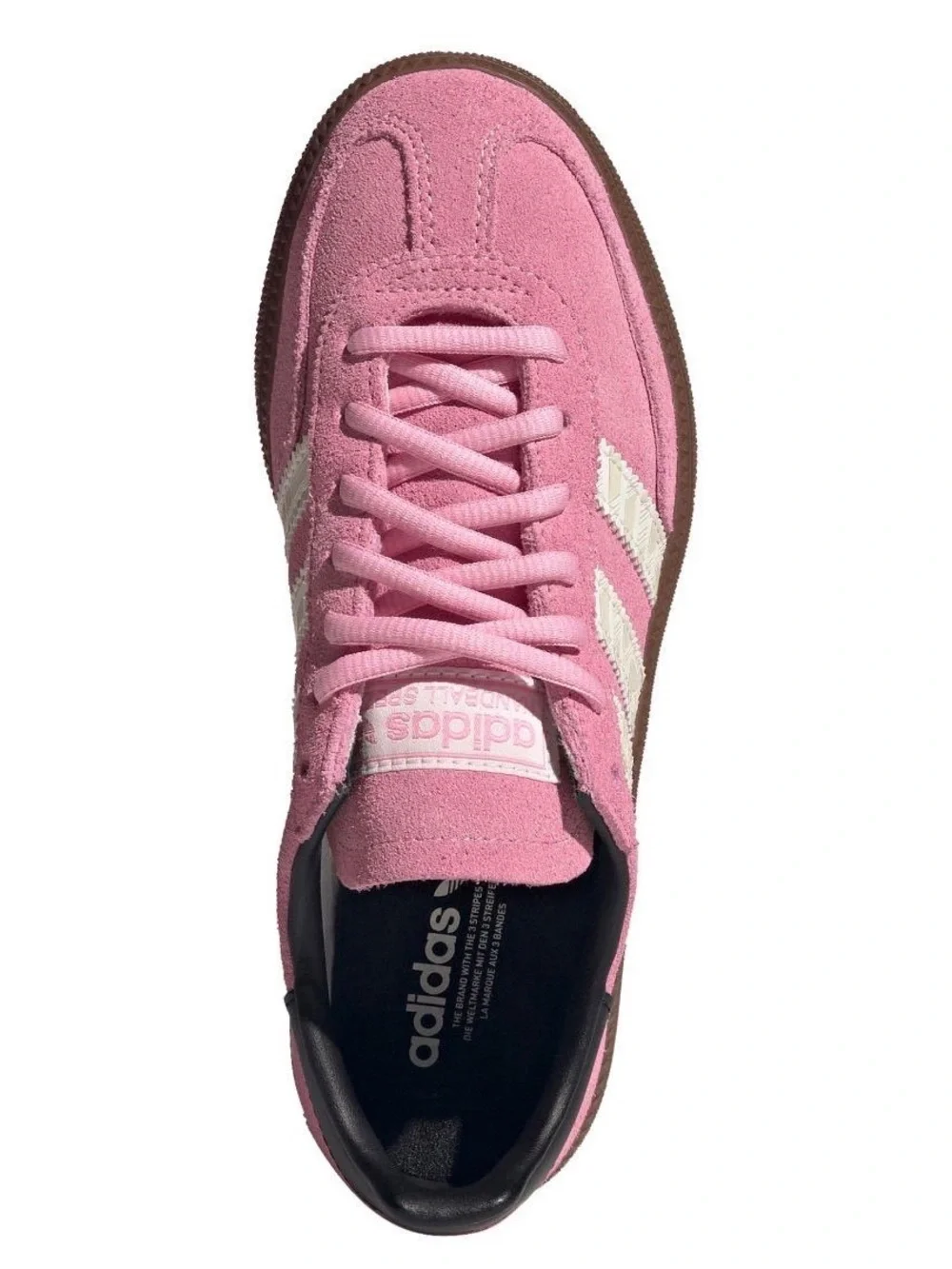 adidas Kids Pink Suede Spezial Sneakers with Cream Stripes and Brown Gum Sole